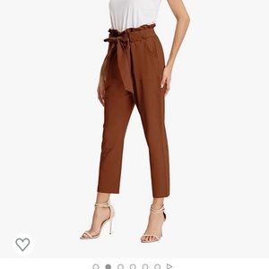 Women’s Cropped Paper Bag Waist Pants with Pockets